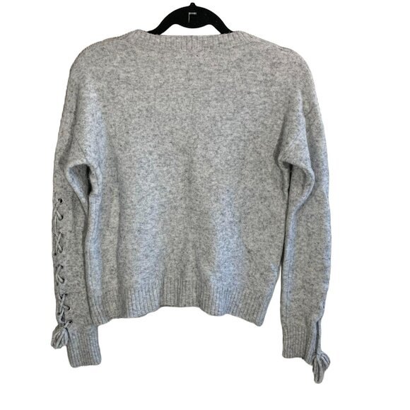 Halogen Merino Wool Grey Cutout Tie Sleeve Sweater S - Picture 4 of 6